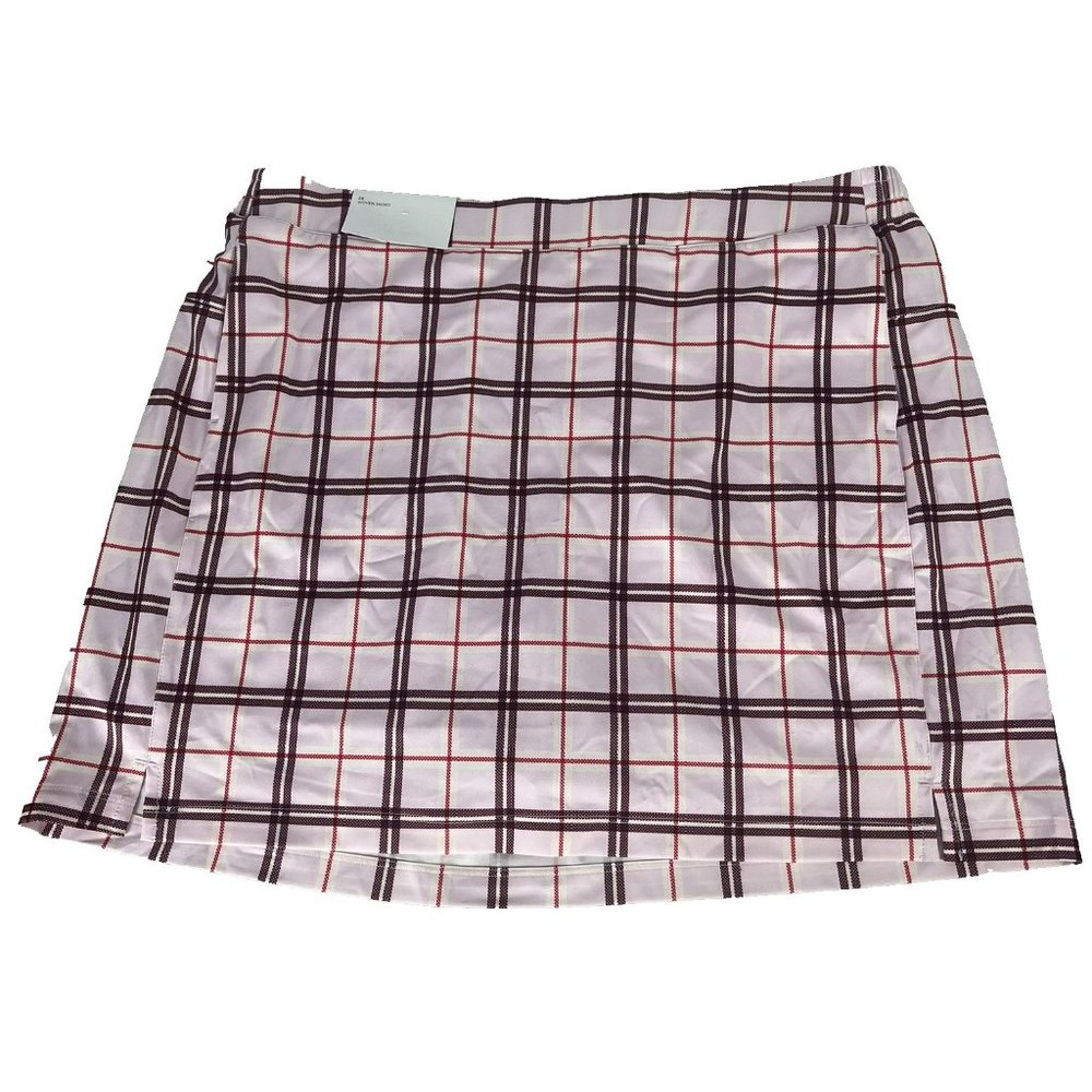 Lady Hagen Women's Golf Pink Red Clubhouse Plaid 16" Woven Pockets Skort Sz 2X